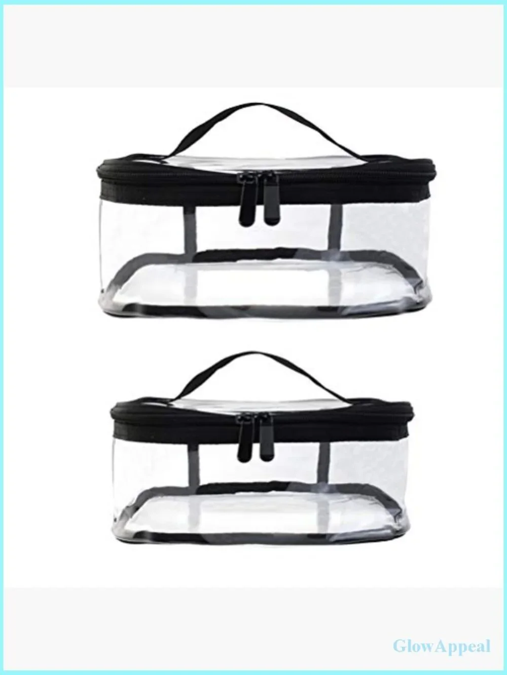 2 Pack Clear PVC Travel Cosmetic Bag Waterproof Toiletry Organizer with Handle